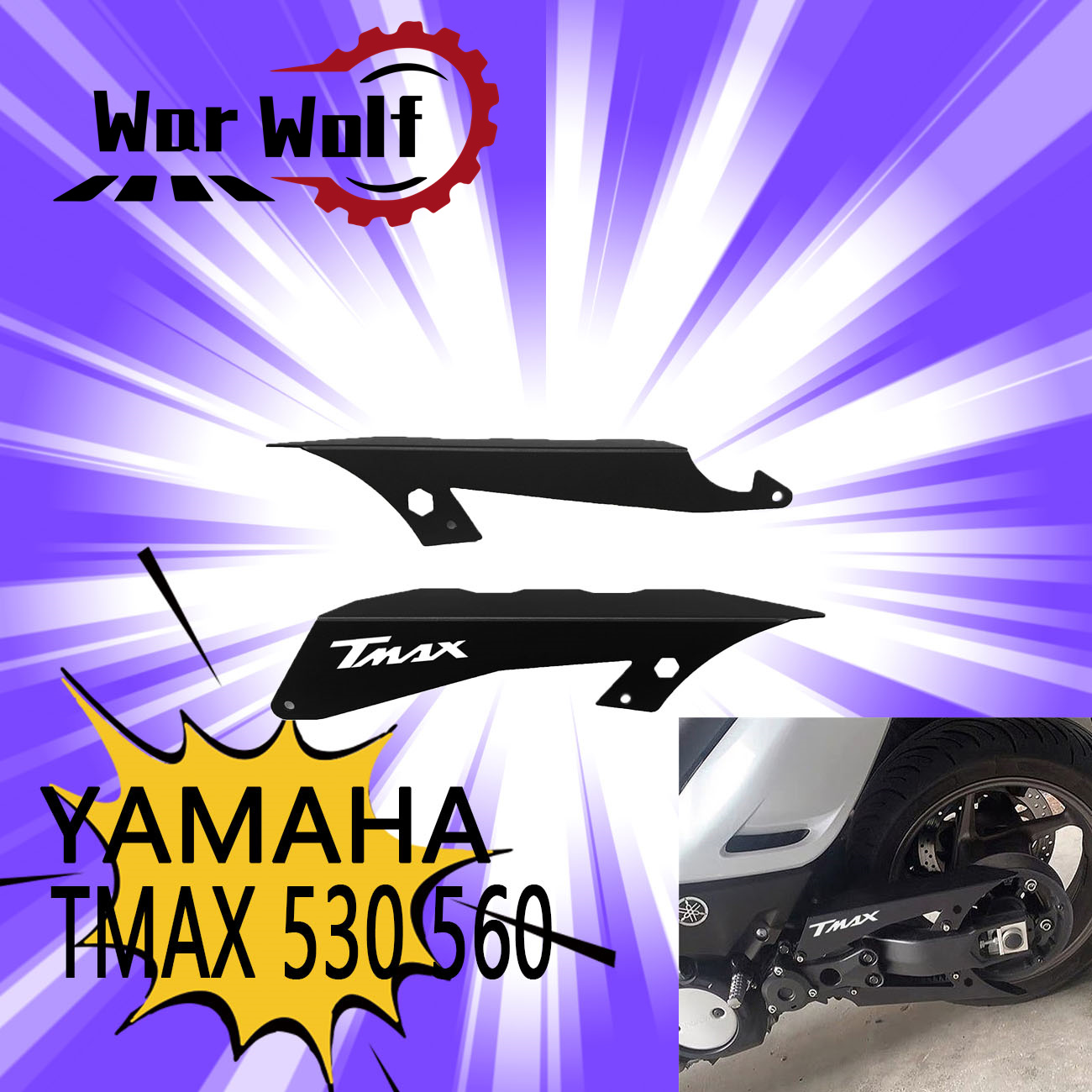 Tech Max Accessories - ฝาครอบโซ่รถจักรยานยนต์ตัวป้องกันโซ่ CNC อลูมิเนียมอุปกรณ์เสริมสำหรับ YAMAHA T-MAX530 T-MAX560