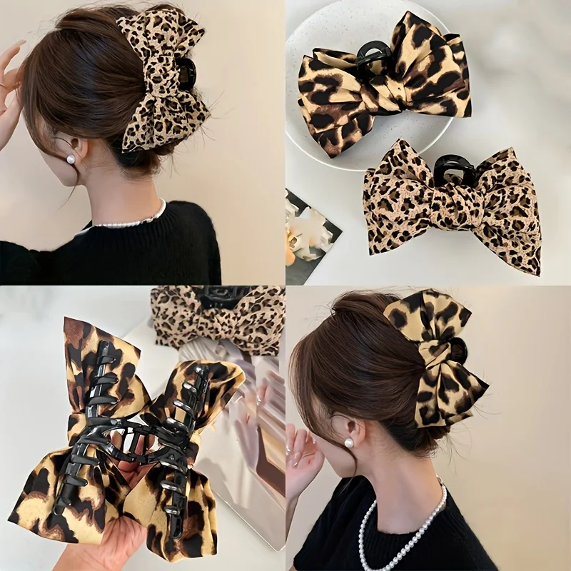 Hi Tech Accessories - กิ๊บติดผมลายเสือดาวขนาดใหญ่สำหรับผู้หญิง 1 ชิ้น, เครื่องประดับผมอเนกประสงค์