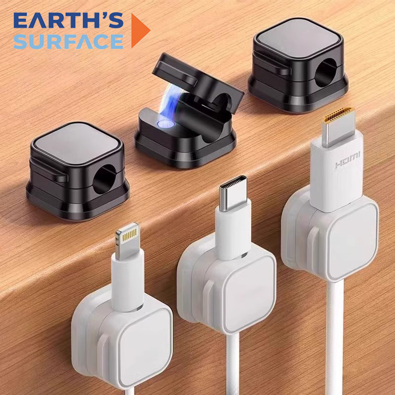Desk Cable Clip - ที่หนีบสายแม่เหล็กแบบมีกาวสำหรับจัดระเบียบสายไฟ สายชาร์จ USB สำหรับสำนักงานและบ้าน