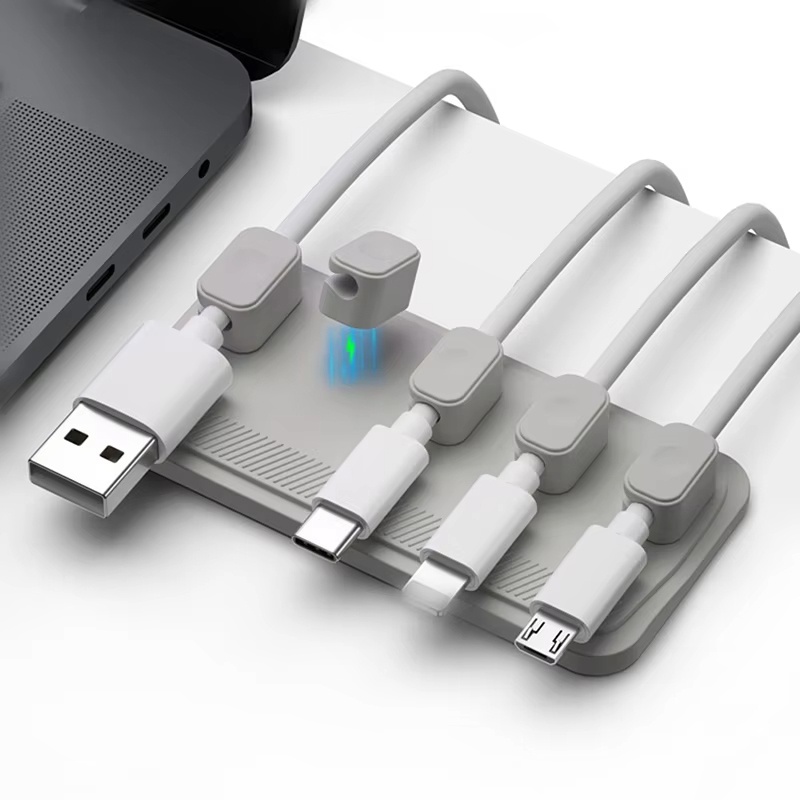 Desk Cable Clip - ที่ยึดสายแม่เหล็กสำหรับจัดการสายเคเบิล ที่หนีบสายเคเบิลอเนกประสงค์ สำหรับใช้ในบ้าน สำนักงาน สำหรับเก็บสายชาร์จเมาส์