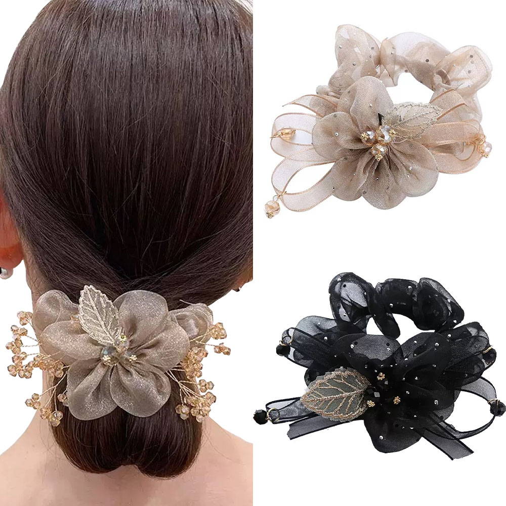 Hi Tech Accessories - ดอกไม้ผมผูกแฟชั่นและ High-end ลําไส้ขนาดใหญ่ผมลูกปัดผม Tie Accesorios Para