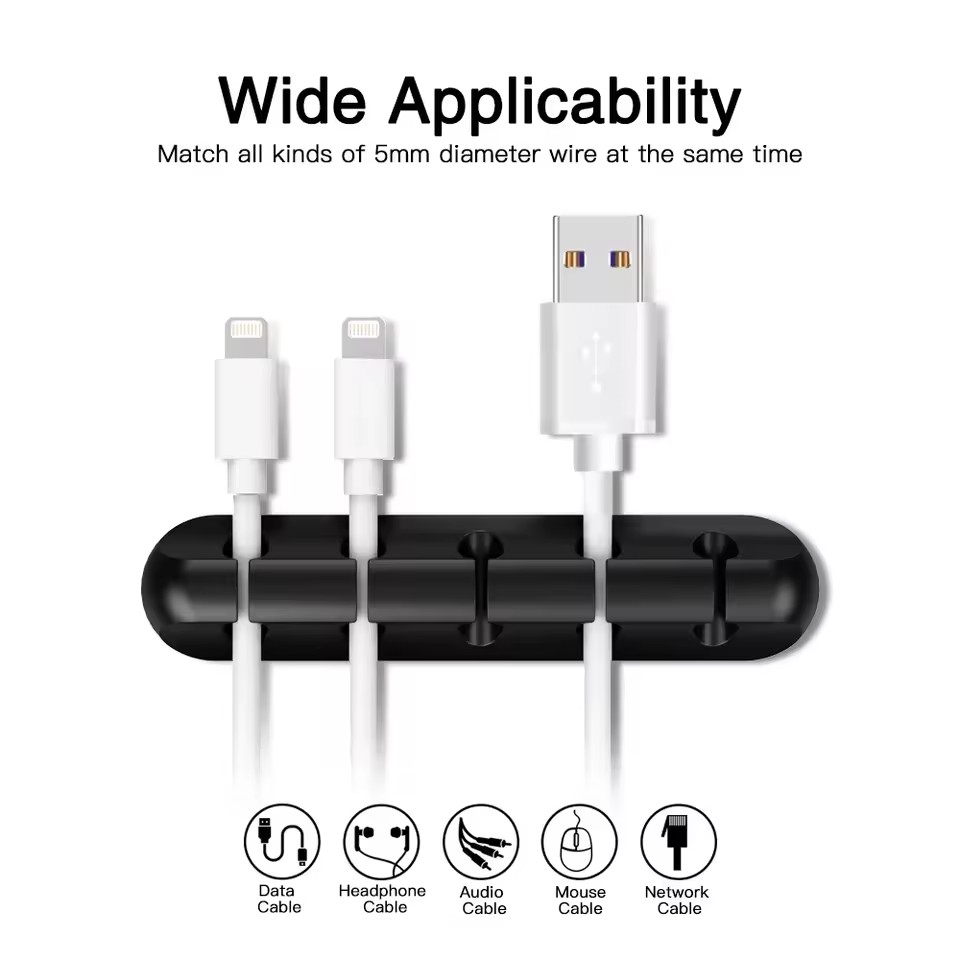 Desk Cable Clip - ที่จัดระเบียบสาย USB ซิลิโคน ที่เก็บสายชาร์จ USB ที่จัดสายบนโต๊ะ