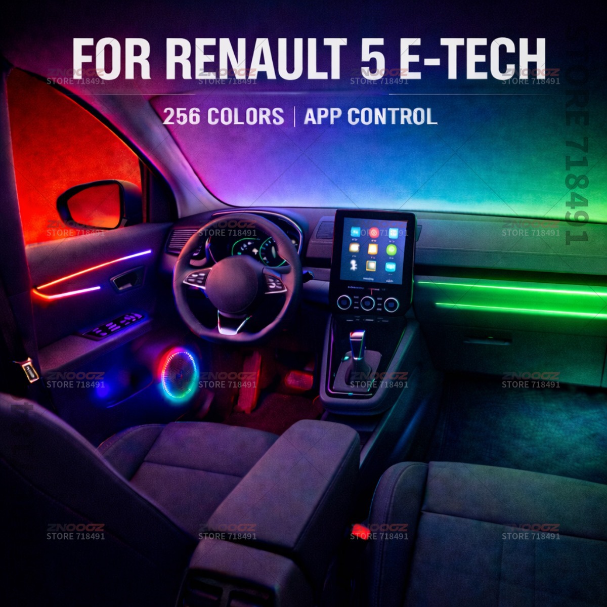 Tech Lighting Accessories - ไฟตกแต่งภายในรถยนต์ RGB 22in1 แบบอะคริลิก ไฟบรรยากาศซ่อนในแถบอะคริลิกสำหรับ Renault