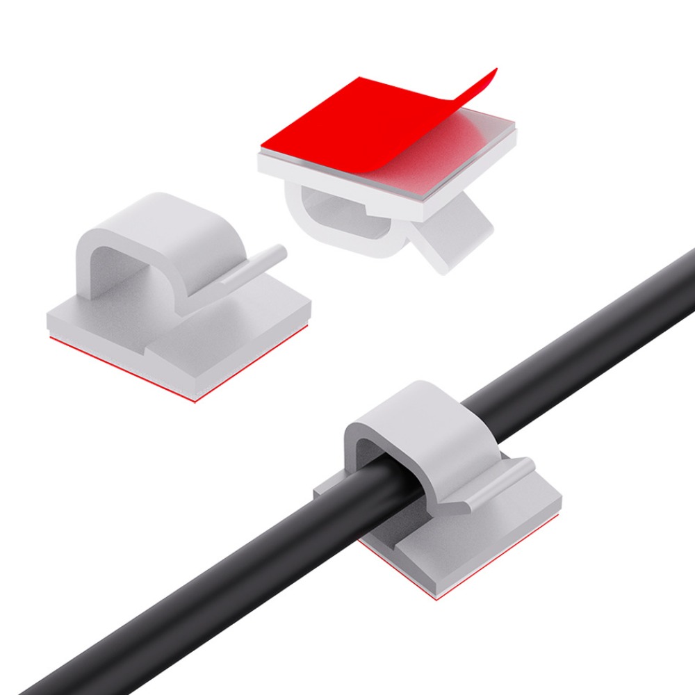 คลิปหนีบสายไฟพลาสติกใสรูปตัว R - Desk Cable Clip บทวิจารณ์และราคา