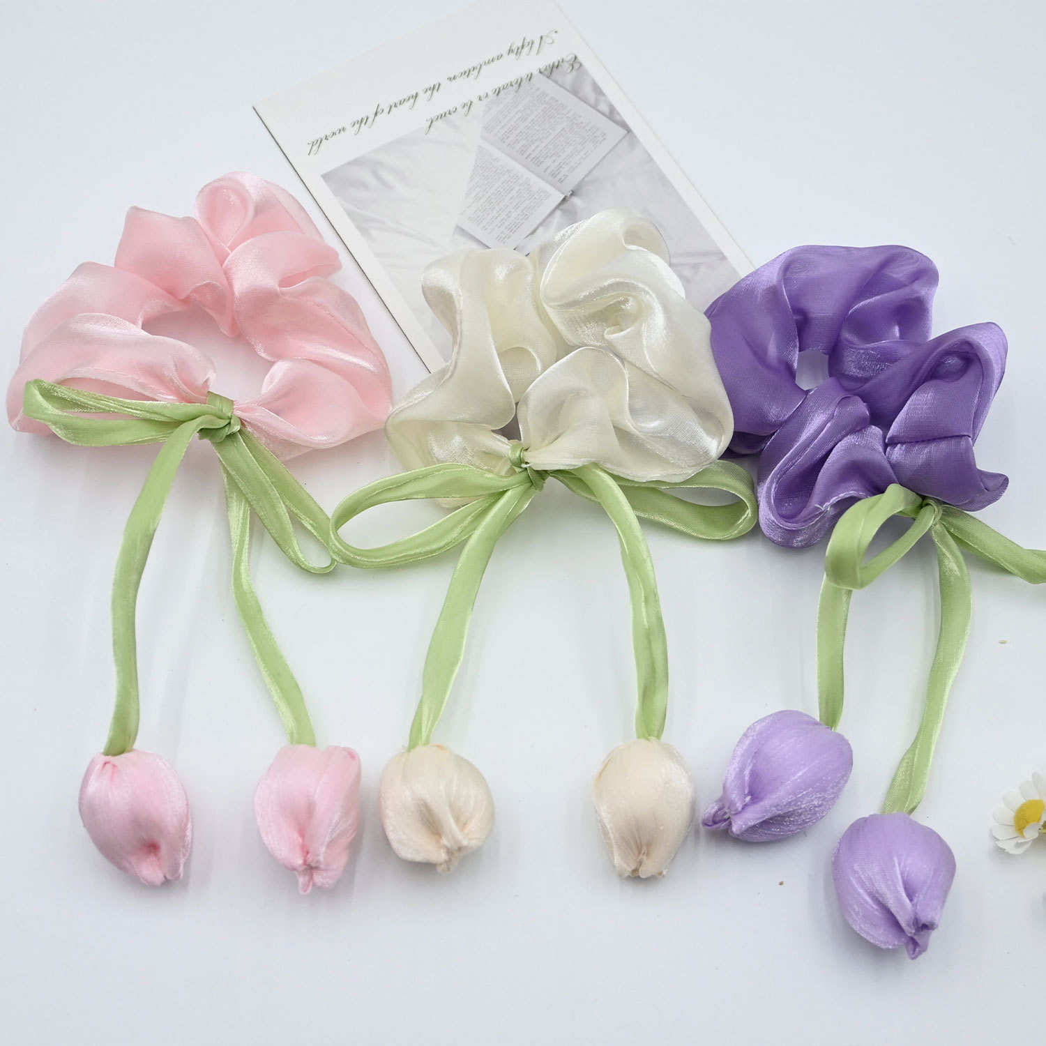 3PCS ดอกทิวลิป Scrunchies ดอกไ - Hi Tech Accessories บทวิจารณ์และราคา