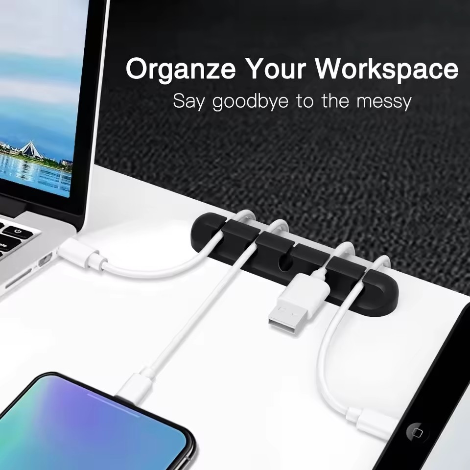 ที่จัดระเบียบสาย USB ซิลิโคน ท - Desk Cable Clip บทวิจารณ์และราคา