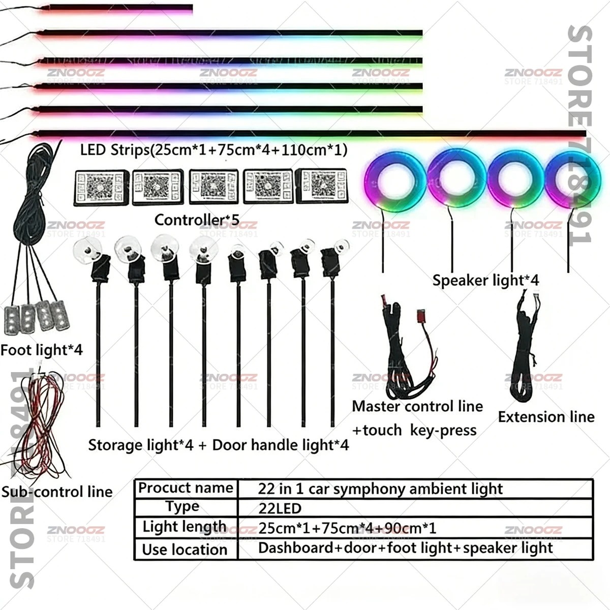 ไฟตกแต่งภายในรถยนต์ RGB 22in1  - Tech Lighting Accessories บทวิจารณ์และราคา