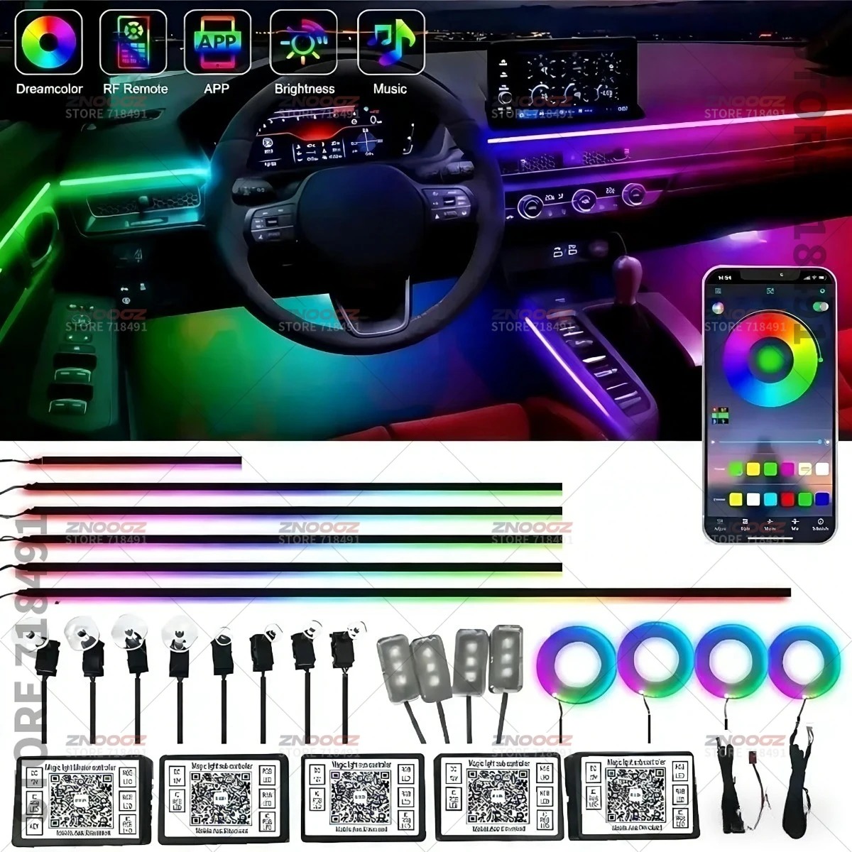ไฟตกแต่งภายในรถยนต์ RGB 22in1  - Tech Lighting Accessories บทวิจารณ์และราคา