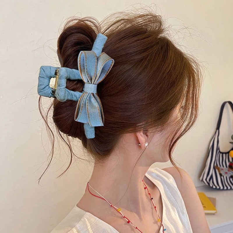 กิ๊บติดผมทรงโบว์ผ้ายีนส์สำหรับ - Hi Tech Accessories บทวิจารณ์และราคา